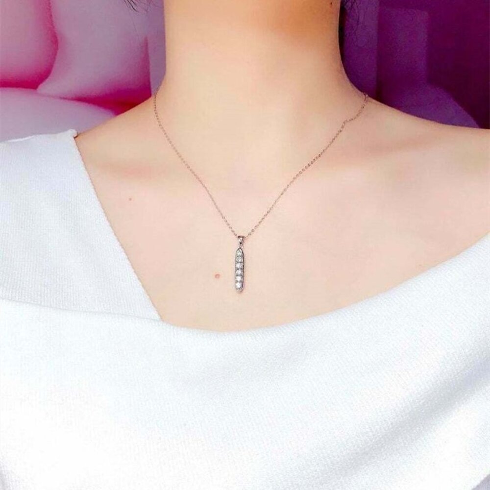 Korean Style Round Cubic Zirconia Necklace For Women, FB16FA1017 - Picture 4 of 4
